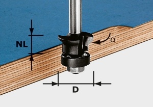 Freză pentru faţetare şi frezare coplanară HW S8 D24/0° +45°, Festool