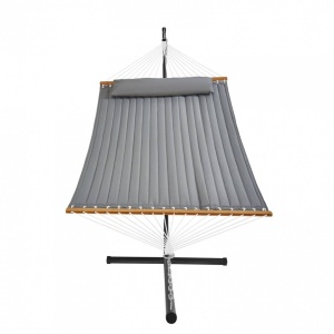 Hamac cu suport otel si perna, Vivatechnix, matlasat, pentru 2 persoane, max 217 kg, 3760 x 987 x 1050 mm, Gri - Img 3