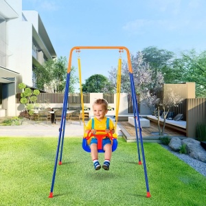 Leagan pentru copii, cadru otel A, max 90 kg, scaun PVC, 4 saci pentru stabilitate, pliabil, 158 x 112 x 162 cm - Img 3