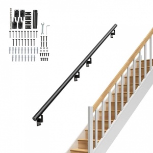 Mana curenta pentru scari, Aluminiu, Negru Mat, 2148x70x180 mm, Diametru 50 mm, Negru, 2 x segmente - Img 3