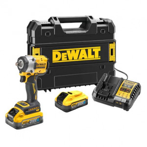 Masina de insurubat cu impact DeWalt DCF921H2T, patrat 1/2", maxim 406 Nm, cu 2 acumulatori 18V XR Powerstack de 5.0 Ah si incarcator in valiza TSTAK