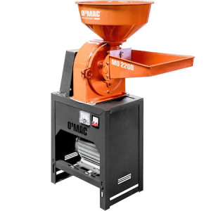 Moara electrica O-Mac MO 2200, 2200 W, 220 V, 3 site, 2 cuve, 150 kg/h, 4500 RPM, cereale, faina, malai, porumb