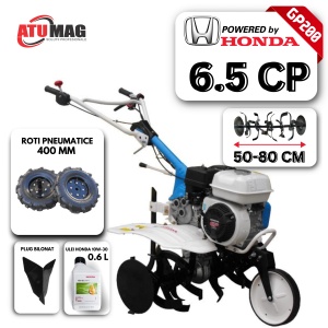 Motosapa AGT 5580, motor Honda GP200, 6.5 CP, roti 4.00-8, latime de lucru 80 cm, transmisie cu lant, 3 viteze