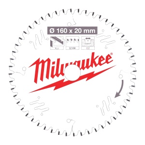 Panza de circular, Ø160mm X Ø20mm, Z52, Aluminiu, 4932471292 Milwaukee