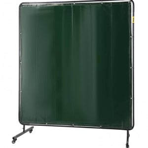 Perdea sudura impotriva scanteilor Vevor 183x183 cm, cadru otel, 4 roti, Verde - Img 3