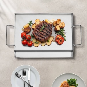 Plita otel inoxidabil, 43x33 cm, manere detasabile - Img 4