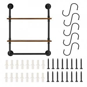 Raft metalic cu 2 x polite incluse din lemn, Vivatechnix Industrial, 630 x 205 x 770 mm - Img 4