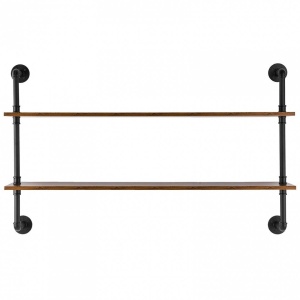 Raft metalic cu 2 x polite incluse din lemn, Vivatechnix Industrial, 1245 x 260 x 775 mm - Img 3