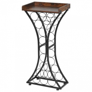 Raft pentru 15 de sticle de vin, Metal/MDF, Negru/Maro, 430 x 290 x 895 mm