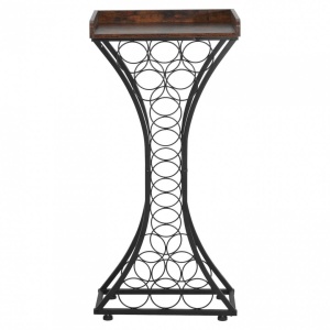 Raft pentru 15 de sticle de vin, Metal/MDF, Negru/Maro, 430 x 290 x 895 mm - Img 2