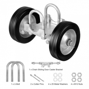 Roti cauciuc cu suport pentru porti culisante, Otel, max 300 kg, 146×270 mm, Diametrul exterior al tevii compatibil 32-50 mm - Img 2