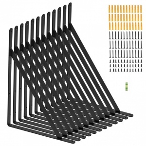 Set 12 suporturi pentru rafturi, Vivatechnix 460 x 305 x 25 mm, Otel, Negru, max 72.6 kg, Grosime 3 mm - Img 2