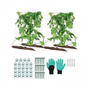 Set 2 spaliere pentru castraveti, plante agatatoare, 90 x 140 cm, Pliabil, 24 x Cleme de fixare - Img 3
