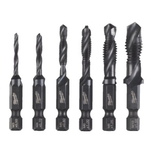 Set 6 burghie pentru metal HSS-G combi 3 in 1, M3, M4, M5, M6, M8, M10, prindere 1/4" HEX, MILWAUKEE® - Img 2