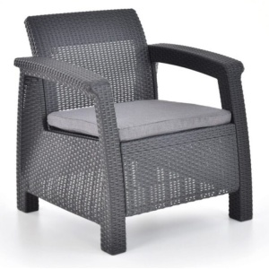 Set mobilier de gradina 3 piese HECHT SIERRA, antracit, din polipropilena, 2 x fotolii 75 x 70 x 79 cm, masa 77 x 57 x 42 cm - Img 3