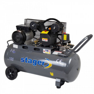 Stager HMV0.25/100 compresor aer, 100L, 8bar, 324L/min, monofazat, angrenare curea - Img 3