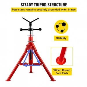 Suport pentru tevi cu cap in V, capacitate 1/8-12, Portabil, Inaltime reglabila 610-1067 mm, capacitate 1134 kg - Img 4