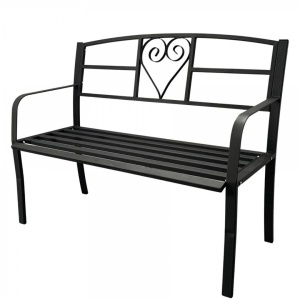Banca metalica pentru gradina Vivatechnix VMD-1049, Negru, 121x55x98cm - Img 2