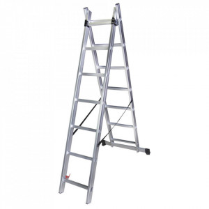 Bisonte Scara dubla aluminiu Bisonte STR207 2Ã—7 trepte, 186 cm (BT1006298)