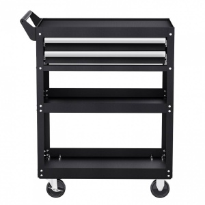 Carucior pentru scule cu 3 tavi si 2 sertare, Vivatechnix max 182 kg, 4 x roti, 785 x 450 x 945 mm, carlige laterale - Img 2