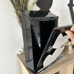 Cutie postala Vivatechnix Cat KRO-1234, otel, 400x250x100mm, Negru/Alb, 2 chei - Img 3
