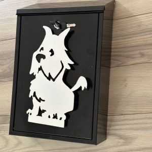 Cutie postala Vivatechnix Schnautzer Dog KRO-1237, otel, 400x250x100mm, Negru/Alb, 2 chei - Img 4