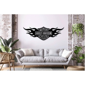 Decoratiune metalica de perete Krodesign KRO-1054, Harley Davidson, diametru 60 cm, grosime 1.5 mm - Img 2