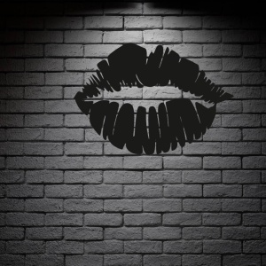 Decoratiune metalica de perete Krodesign KRO-1065 Lips Design, diametru 48 cm, negru, grosime 1.5 mm - Img 3
