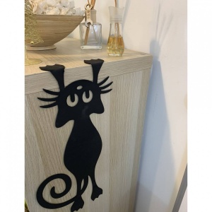 Decoratiune perete Krodesign Funny Cat, lungime 52 cm, negru - Img 5