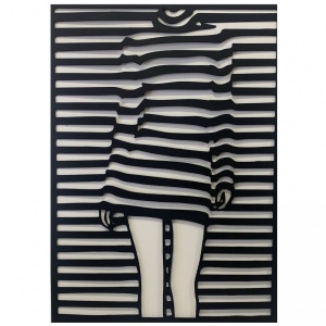 Decoratiune perete Krodesign KRO-1037 Girl, lungime 80x58 cm, negru