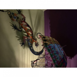Decoratiune perete Krodesign Lizard, Lungime 60 cm, Negru - Img 2