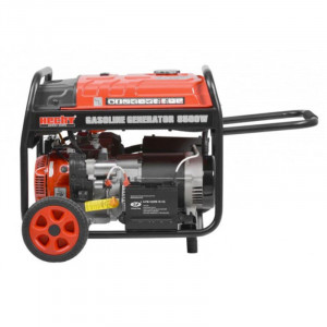Generator de curent trifazat HECHT GG 10000, motor benzina, 4 timpi, 459 CC, 7.5 kW, max 8.5 kW, cu roti si maner