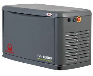 Generator Standby carcasat Pramac GA13000 racit cu aer, carcasa aluminiu, monofazic, 230V, 50Hz, Motor Generac cu gaz, pornire automata, modul WI-FI incorporat [se livreaza fara baterie] - Img 1