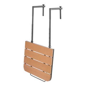 Masa suspendata, pliabila, pentru balcon, Otel Inoxidabil/MDF, max 25 kg, 595 x 620 x 800 mm, Maro/Negru - Img 3
