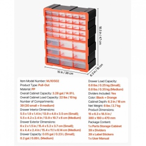 Organizator accesorii cu 39 sertare, Plastic, 38x16x47 cm - Img 3
