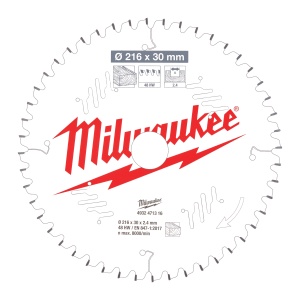 Panza de circular, Ø216mm X Ø30mm, Z48, Lemn, 4932471316 Milwaukee