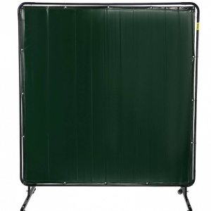 Perdea sudura impotriva scanteilor Vevor 183x183 cm, cadru otel, 4 roti, Verde - Img 4