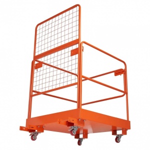 Platforma de lucru pliabila tip cusca pentru stivuitor, 920 x 1045 mm, Capacitate max 544 kg, Otel carbon, 4 x Roti - Img 3