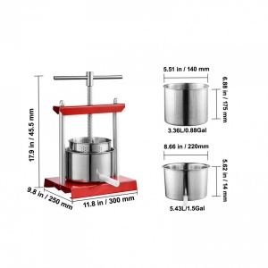 Presa manuala pentru struguri, citrice, vinete Vivatechnix Inox, capacitate 5.5 l, diametru cos 22 cm - Img 6