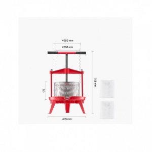 Presa manuala pentru struguri si fructe moi, Capacitate 9 l, Inox/Fonta, 405x705 mm - Img 4