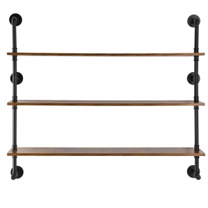 Raft metalic cu 3 x polite incluse din lemn, Vivatechnix Industrial, 1230 x 255 x 1075 mm - Img 3