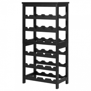 Raft modular detasabil pentru 24 sticle de vin, Stivuibil, Lemn Bambus, 6 Niveluri, 410 x 240 x 823 mm, Negru