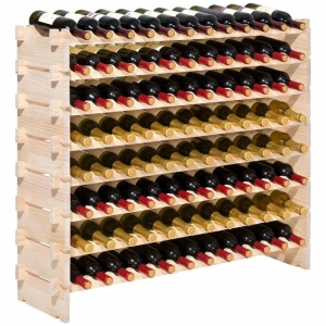 Raft modular pentru 96 sticle de vin, Stivuibil, Lemn, 8 Niveluri, 1130 x 290 x 962 mm - Img 2