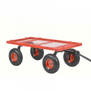 Remorca carucior pentru Tractorasele de gradina Hecht 52184 capacitate incarcare 300 kg cu maner - Img 2