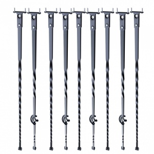 Set 10 stalpi balustrade cu cos si spiralate, 13 x 13 x 1122mm, Negru mat, accesorii prindere - Img 3