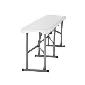 Set 2 banci pliabile 1830x307x430 mm, HDPE si Otel, pentru gradina sau catering, Alba - Img 2