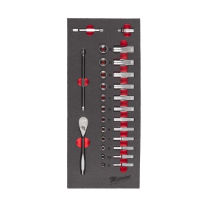 Set insertie spuma cu chei tubulare 1/4", 28buc, 4932479824 Milwaukee