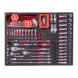 Set insertie spuma cu clichet, chei tubulare și cap chei tubulare ¼″ și ⅜″, 153buc, 4932500756 Milwaukee