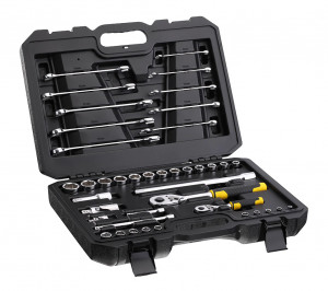 Set tubulare 1/4"+1/2"+ chei - 41 piese, Stanley - Img 1