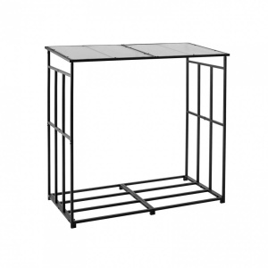 Suport de lemne pentru seminee, cu acoperis, Vivatechnix 1430 × 70 × 1430 mm, Otel, Negru - Img 4